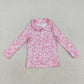Baby Girl Long Sleeves Pink Leopard Pockets Yoga Active Zipper Pullover Tops RTS
