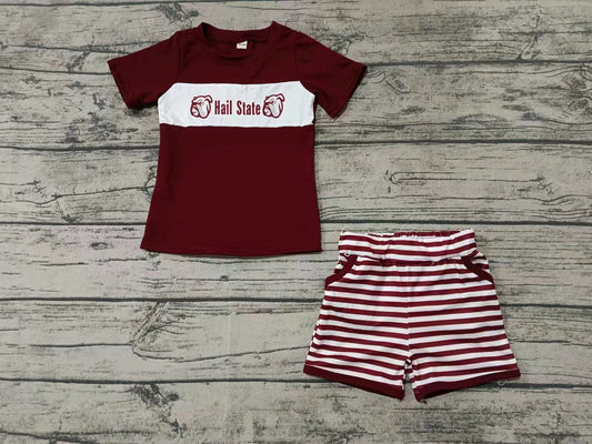 Baby Boy Short Sleeves Dogs Shirt Stripes Pocket Shorts Set