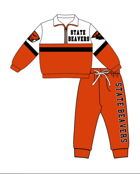 ( Moq 5 ) Baby Boys Kids Long Sleeves Zipper Pullover Jogger Pants Team Clothes Set