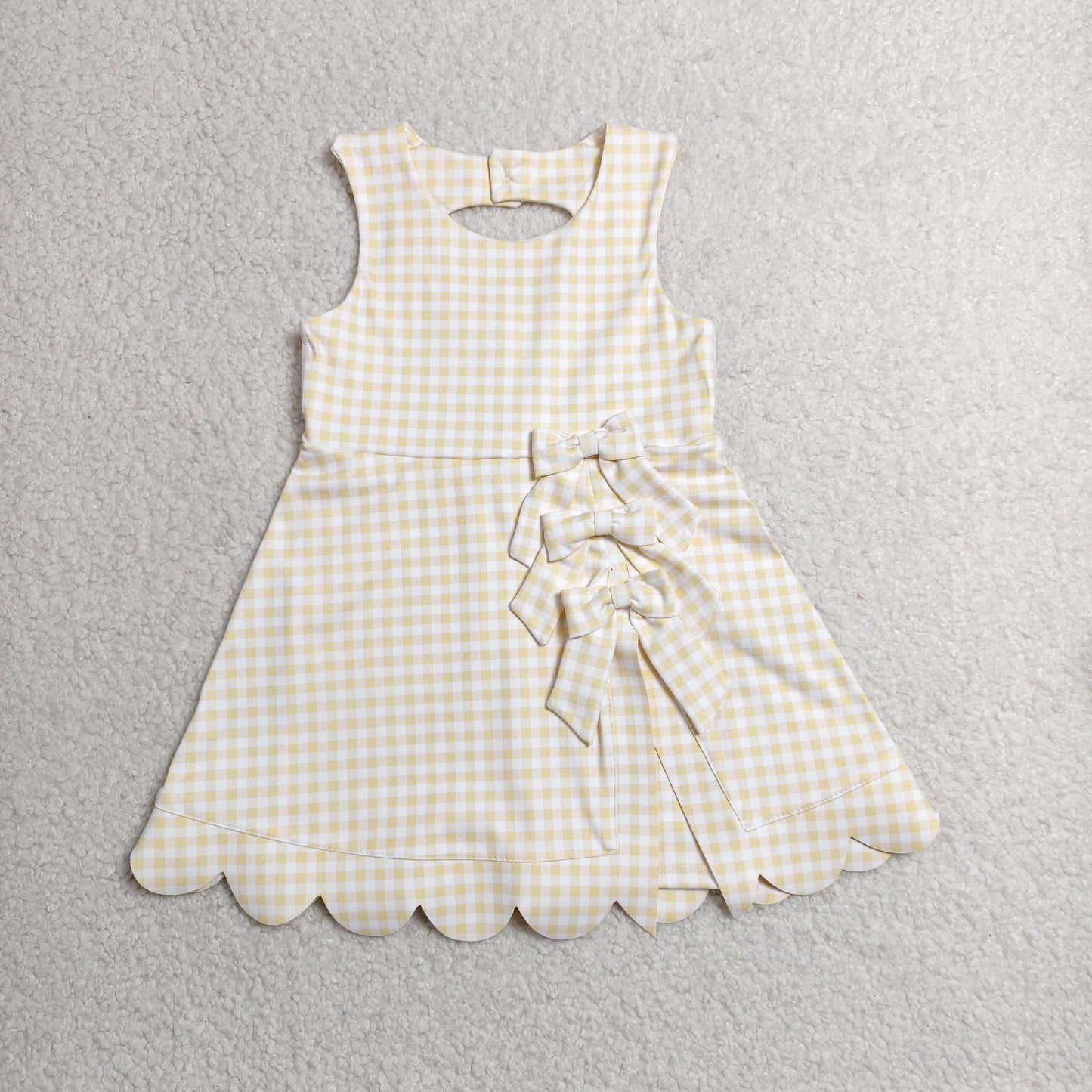Baby Girls Sleeveless Yellow Plaid Bows with Shorts Yoga Dress RTS