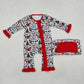 Baby Boy Infant Long Sleeves Christmas Cows Zipper Romper