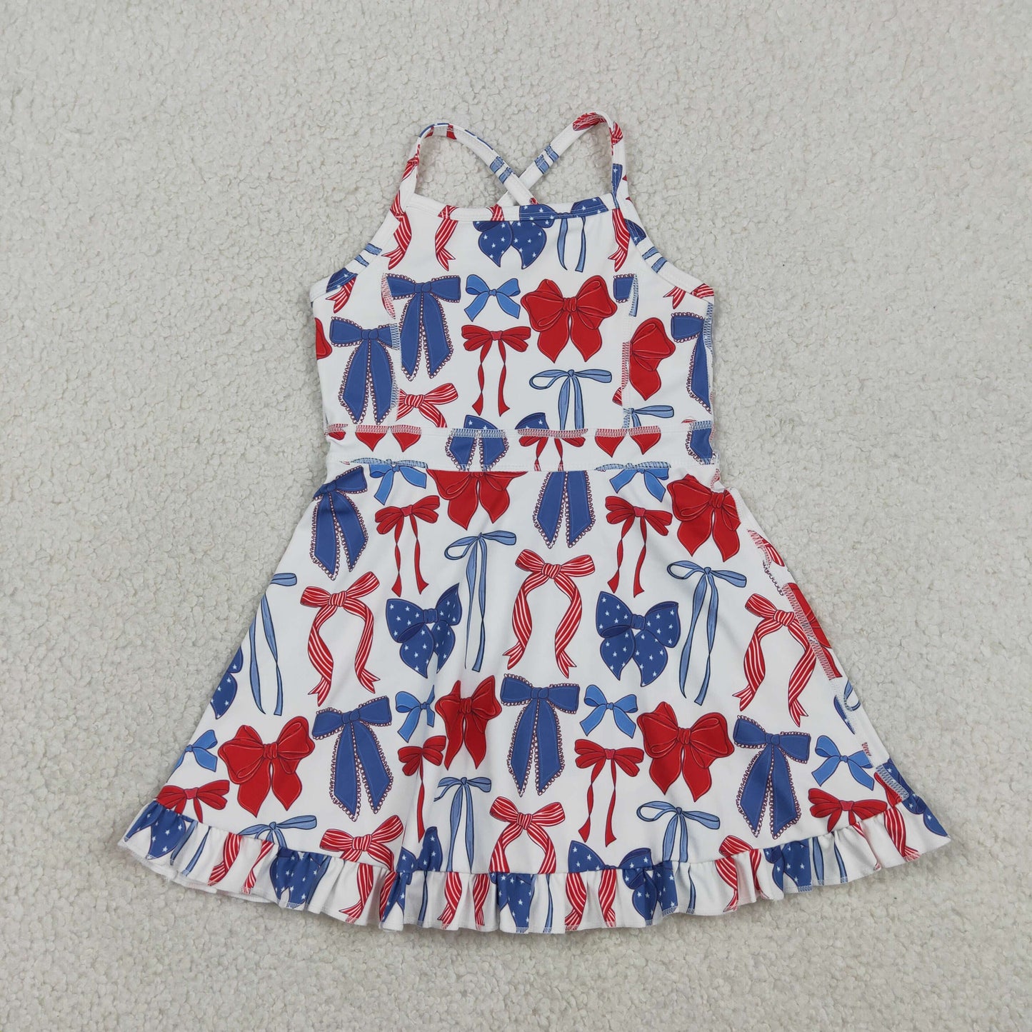 Sibling Baby Girl Kids Sleeveless Bows Knee Length Yoga Active Dresses RTS