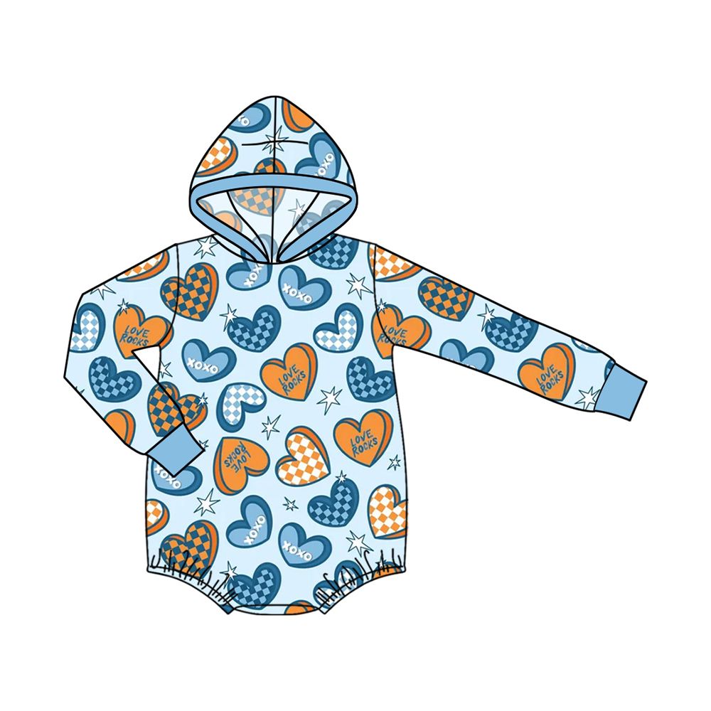 ( Moq 5 ) Preorder Baby Boys Infant Long Sleeves Hearts Valentine Hoodie Romper Clothes