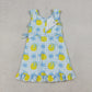 Baby Girls Kids Sleeveless Lemons Bows Blue Plaid Yoga Active Shorts Knee Length Dress RTS