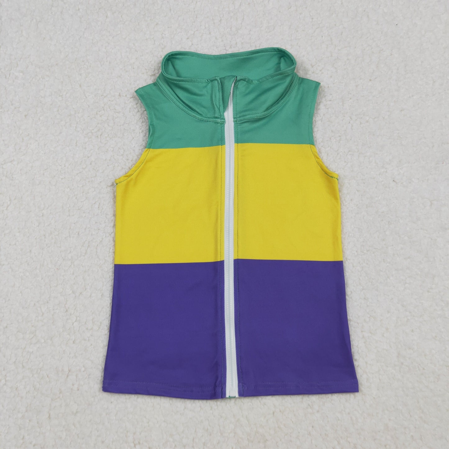 Baby Kids Toddler Mardi Gras Stripes Zipper Vest Shirt RTS