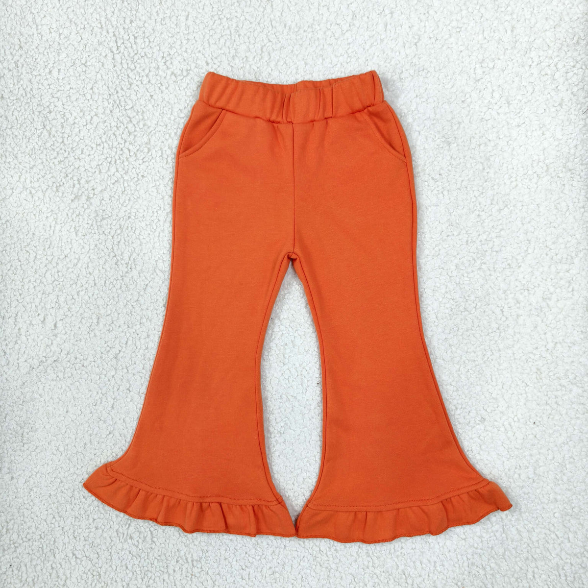 Baby Girls Kids Pockets Ruffle Cotton Pants Bottoms Orange Clothes RTS