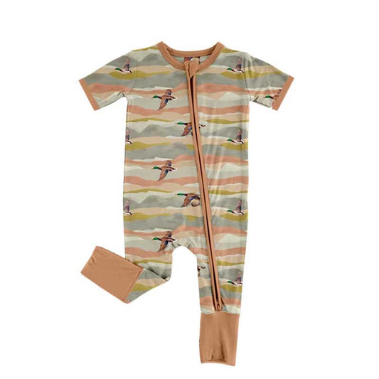 Baby Boy Short Sleeves Ducks Zipper Romper Moq 5