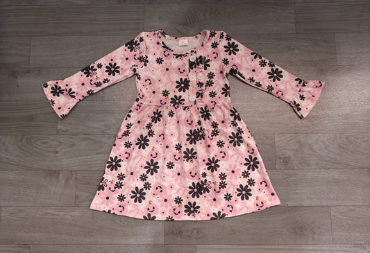 ( No moq ) Preorder Baby Girls Kids Pumpkins Bows Flower Knee Length Dress Fall Clothes