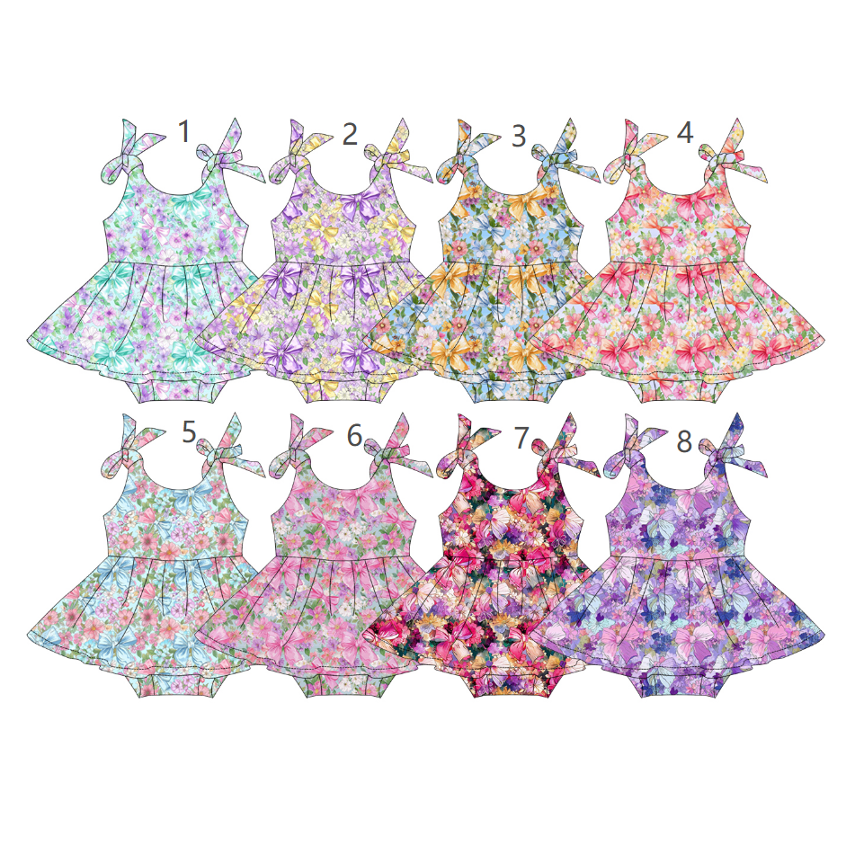 ( Moq 5 Each Style ) Sibling Baby Girls Infant Bows Flower Ruffle Bubble Rompers Summer Clothes