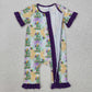 RTS Baby Girl Infant Short Sleeves Mardi Gras Zipper Romper