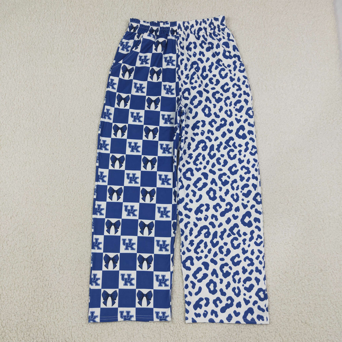 Adult Women Bows Blue Leopard Pockets Pants Bottoms Team Clothes RTS