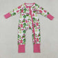 Sibling Girls Kids Long Sleeves Green Face Tree Christmas Zipper Romper Dress Set RTS