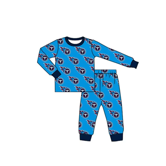 Baby Boy Long Sleeves T Team Shirt Pants Blue Pajamas Set Moq 5