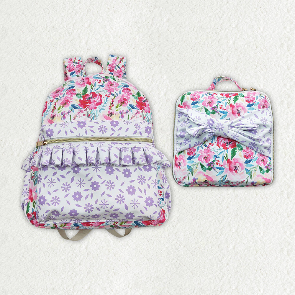 Baby Girl Back To School Flower Backpack Bags Lunch Box