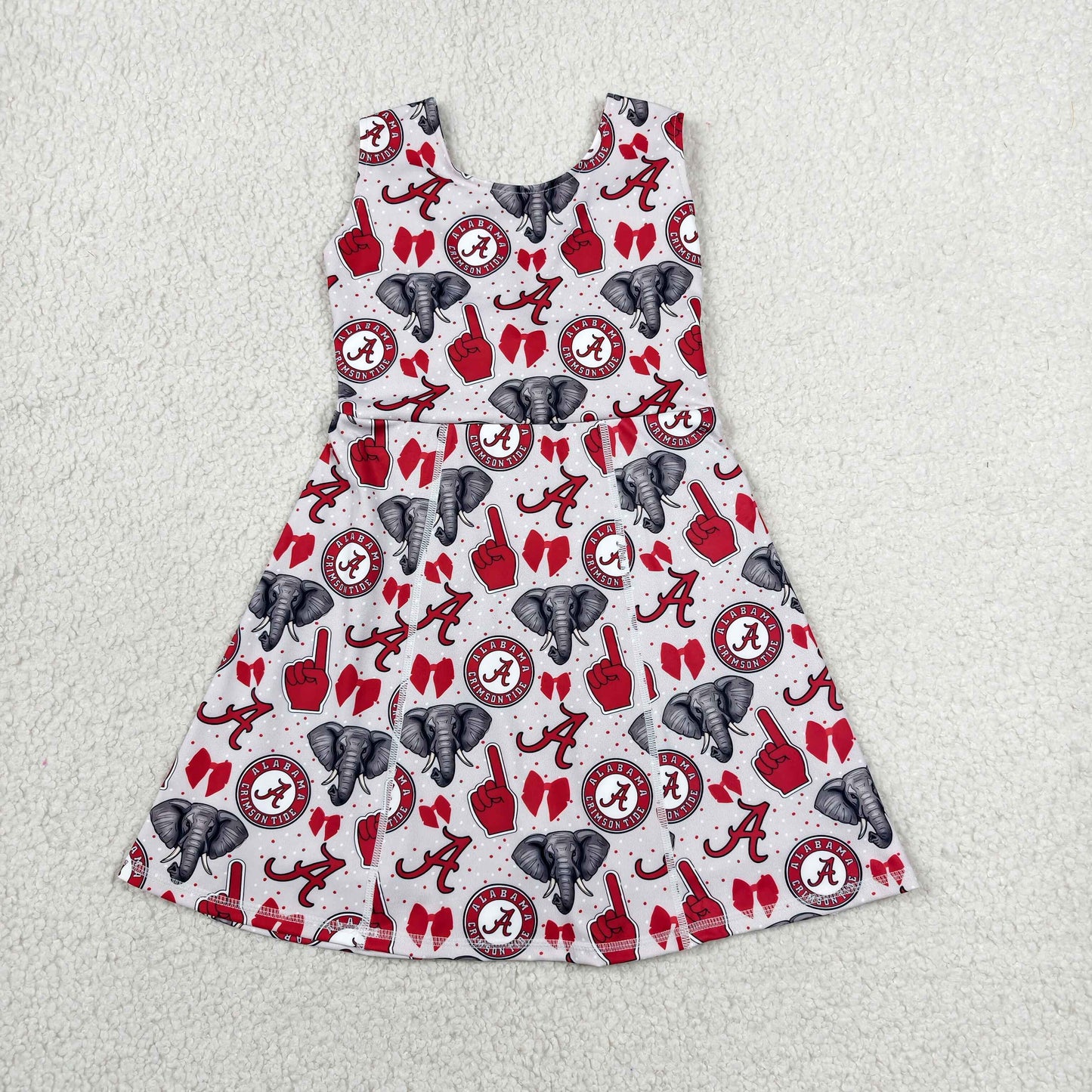Baby Girls Kids Sleeveless Elephant Bows Team Yoga Active Shorts Dress RTS