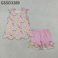 Baby Girls Kids Pink Bows Floral Scallop Tops Ruffle Shorts Summer Set RTS