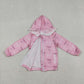 Baby Girls Kids Bows Pockets Zipper Plaid Hoodie Pink Coat Tops RTS