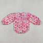 Baby Girls Long Sleeves Embroidery Smocked Daddy's Valentine Pink Bows Bubble Romper