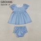Baby Girls Short Sleeves Embroidery Bows Stripes Tops Bummie Shorts Set RTS