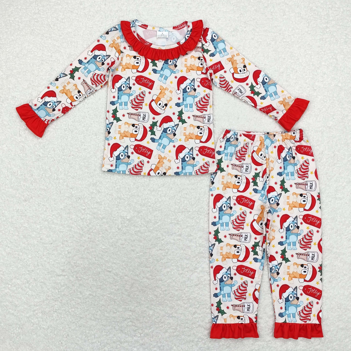 Baby Girl Kids Long Sleeves Christmas Dogs Cake Shirt Pants Pajamas Set