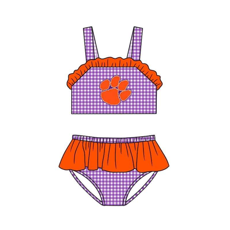 Baby Girl Purple Plaid Tops Shorts Set Summer Swimsuit