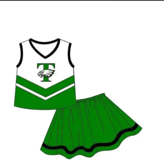 Baby Girl Eagle Team Shirt Green Shorts Skirt Set