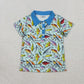 Baby Boys Kids Short Sleeves Fishing Buttons Green Tee Tops RTS