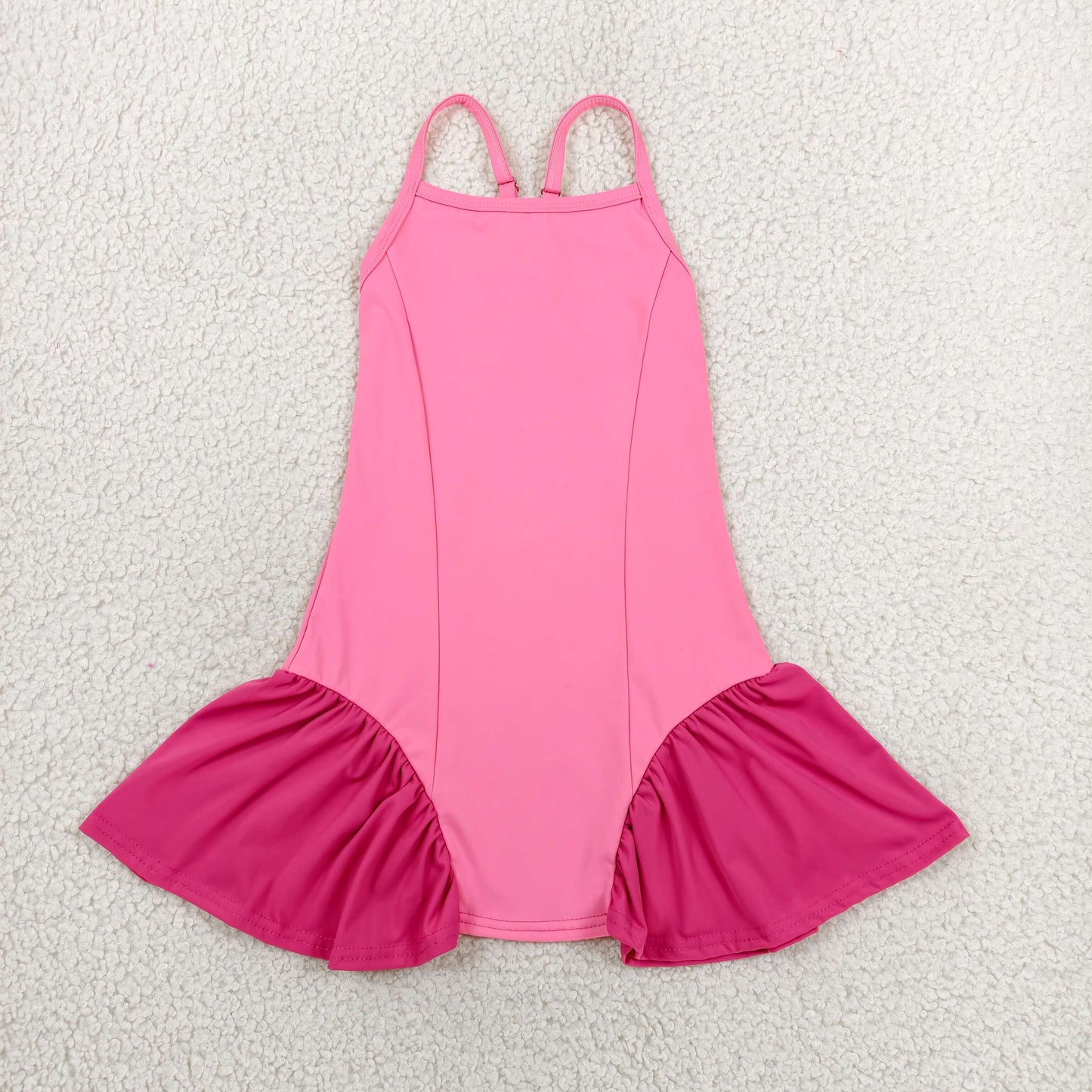 Baby Girls Kids Straps Pink Yoga Active Ruffle Dress RTS