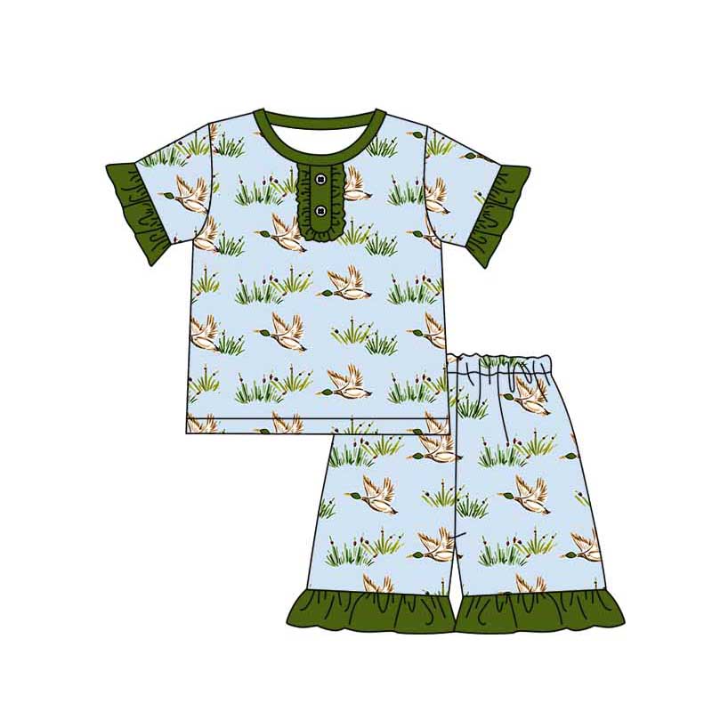 Baby Girl Short Sleeves Shirt Shorts Duck Hunting Pajamas Set Moq 5