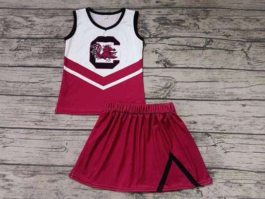 Moq 5 Baby Girl Sleeveless Shirt Skirt Team Set