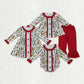 Sibling Girls Kids Embroidery Green Face Bows Christmas Romper Dress Set Clothes RTS