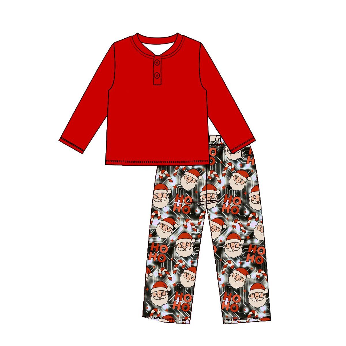 ( Moq 5 ) Preorder Baby Boys Kids Long Sleeves Red Shirt Christmas Santa Pants Set Clothes