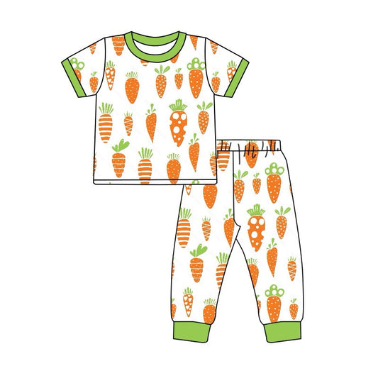 Baby Boy Short Sleeves Easter Carrot Shirt Pants Pajamas Set Moq 5