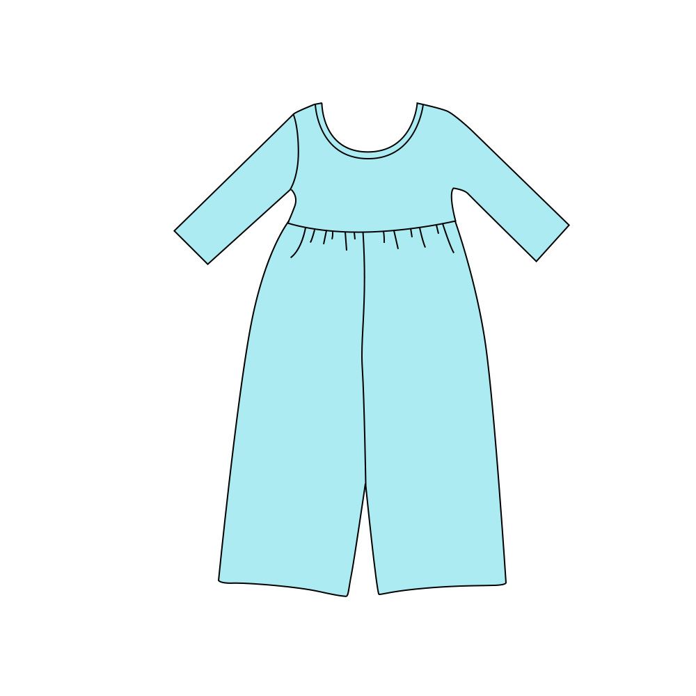 ( Moq 5 ) Preorder Baby Girls Kids Long Sleeves Light Blue Pants Cotton Jumpsuit Clothes