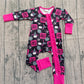 ( No moq ) Preorder Baby Girls Long Sleeves Western Cow Print Ruffle Zipper Sleeper Romper