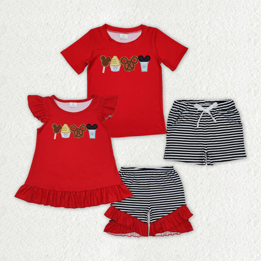 Baby Boy Girl Short Sleeves Cartoon Shirt Shorts Sibling Clothes Outfit RTS