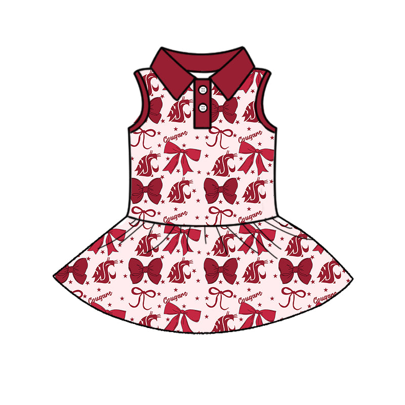 ( Moq 5 each style ) Baby Girl Toddler Team Red Bows ‌Sibling Dress Set