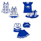 ( Moq 5 each style ) Baby Girl Summer Team Cheer Sibling Blue Bows Dress Set 7.19