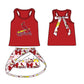 ( Moq 5 each style ) Baby Girl Toddler Team Red Yellow Bows Sibling Romper Dress Set 6.16