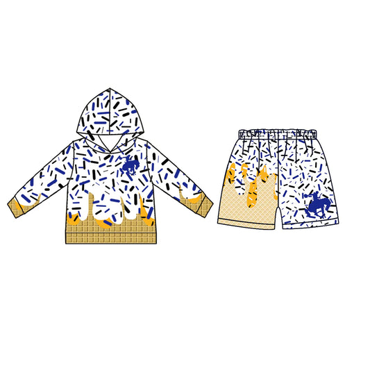 ( Moq 5 each style ) Baby Boy Summer Team Sibling Rodeo Blue Drip Shorts Shirt 7.18