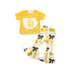 ( Moq 5 each style ) Baby Boy Girl Toddler Team Bows ‌Yellow Sibling Dress Set 6.17