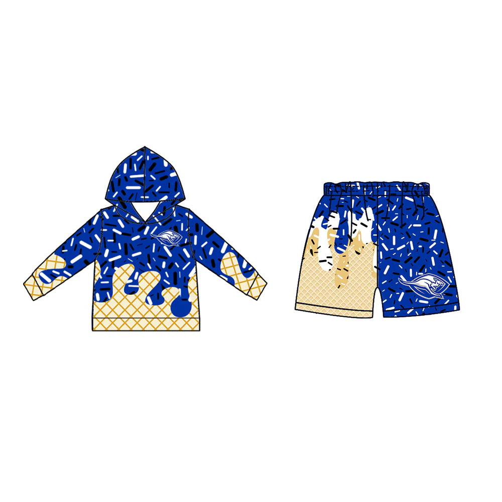 ( Moq 5 each style ) Baby Boy Summer Team Sibling Blue Drip Shorts Shirt 7.19