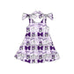 ( Moq 5 each style ) Baby Boy Girl Toddler Cats Team Purple Bows Sibling Shirt Dress Set