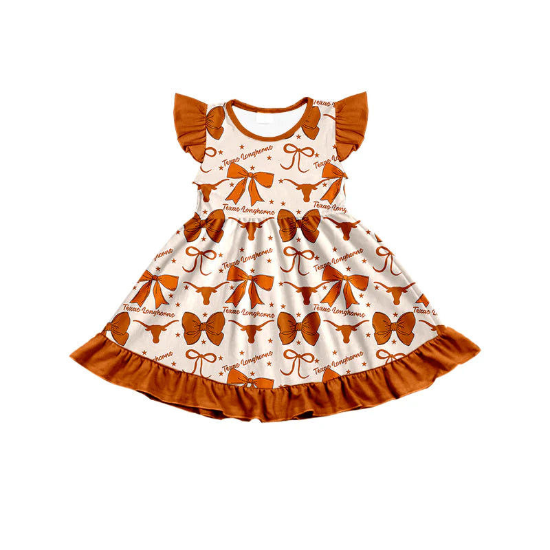 ( Moq 5 each style ) Baby Boy Girl Toddler Team Cow Bows Sibling Shirt Dress Set 6.23