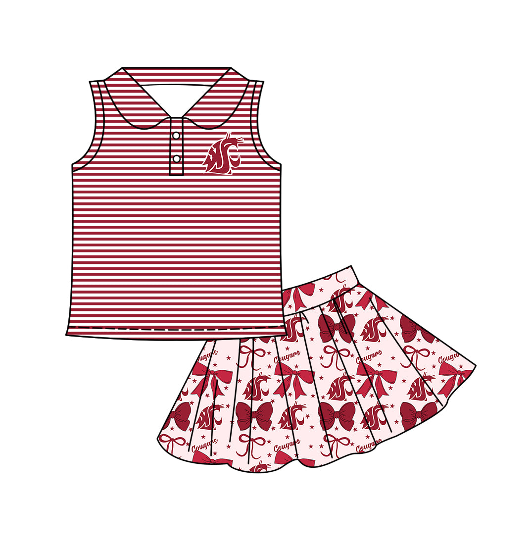 ( Moq 5 each style ) Baby Girl Toddler Team Red Bows ‌Sibling Dress Set