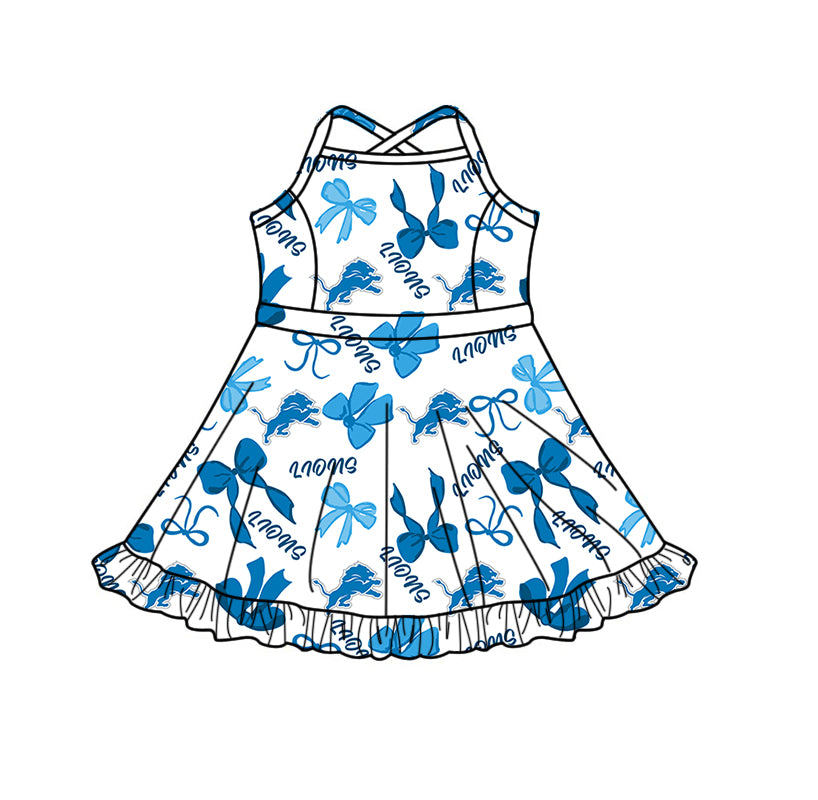 ( Moq 5 Each Style ) Baby Girls Toddler Lions Bows Team Sibling Shorts Dresses Set Summer Clothes