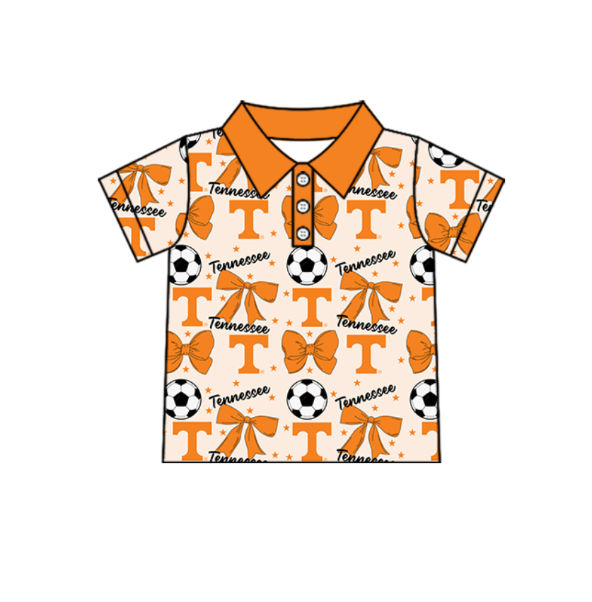 ( Moq 5 each style ) Baby Girl Toddler T Team Orange Bows Soccer‌ Sibling Shirt Dress Set
