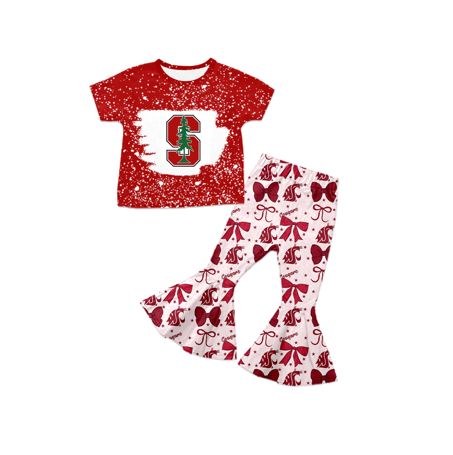 ( Moq 5 each style ) Baby Girl Toddler Team Red Bows ‌Sibling Dress Set
