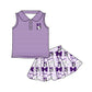 ( Moq 5 each style ) Baby Boy Girl Toddler Cats Team Purple Bows Sibling Shirt Dress Set