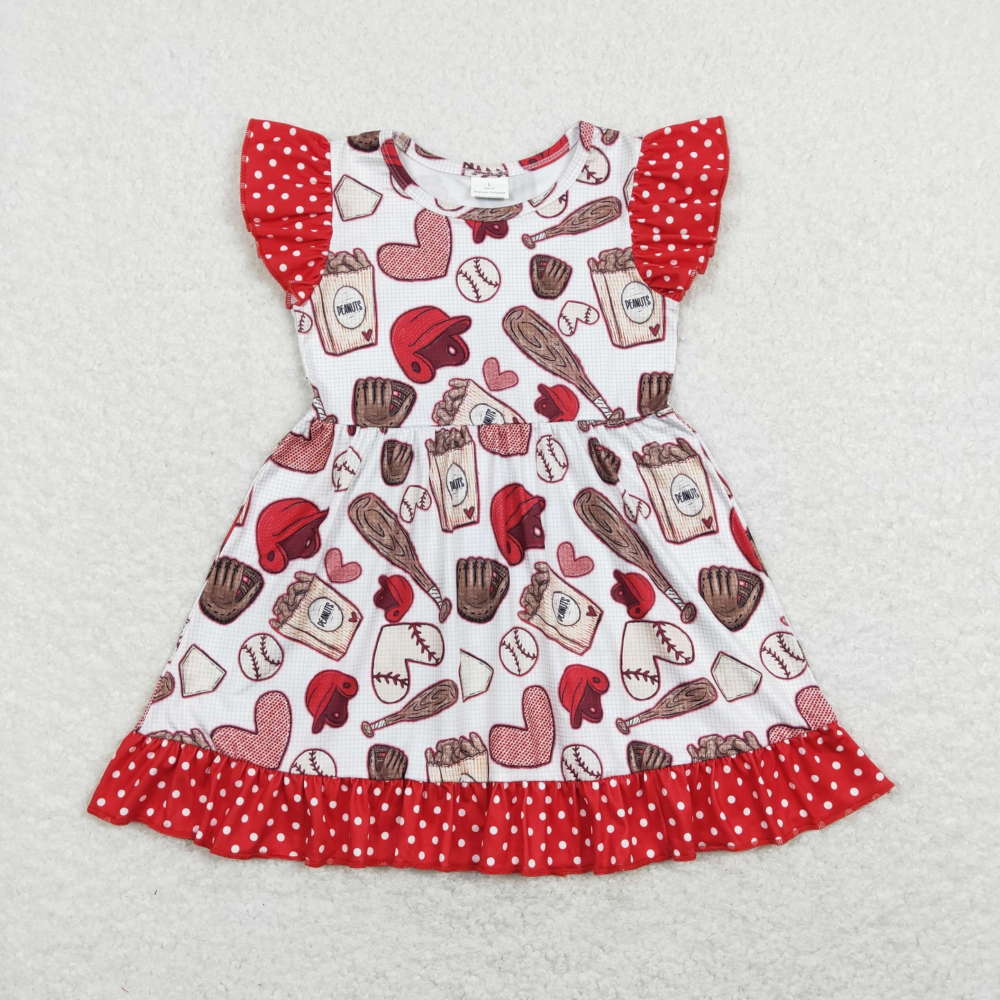 GSD0708 Baby Girl Short Sleeves Baseball Hearts Dress